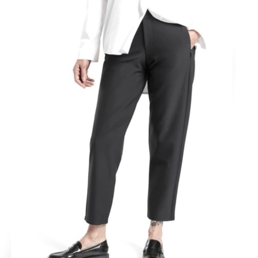 Away Black Cropped Tailored Trousers
